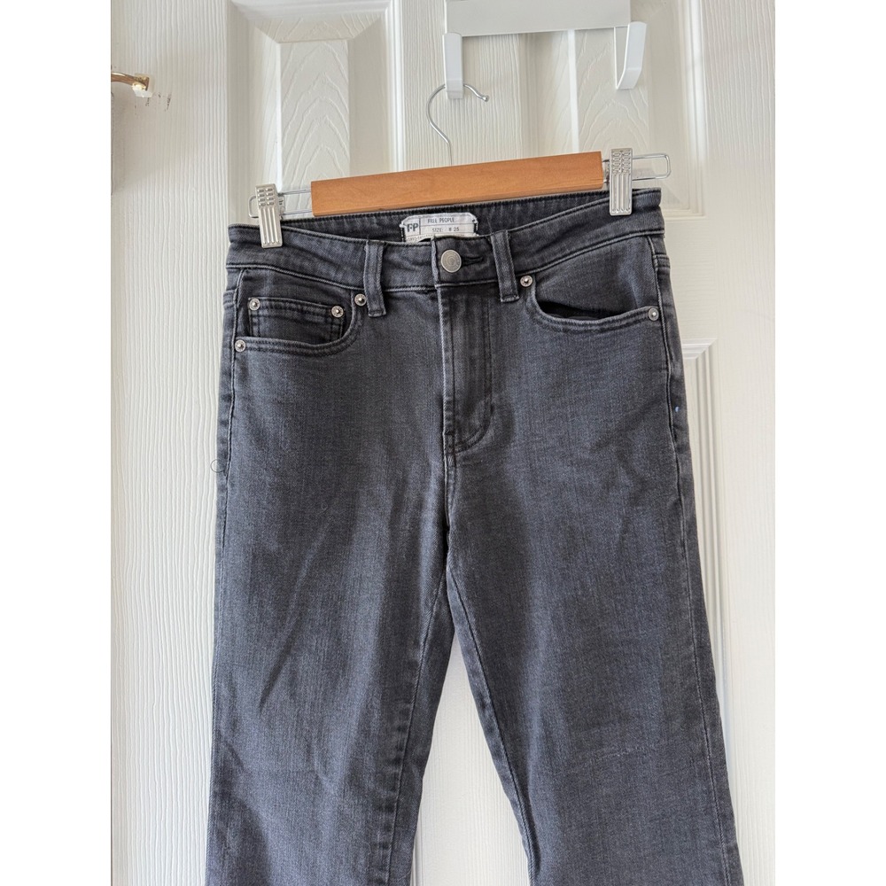 Free People Embroidered Ankle Cutout Skinny Jeans Black Size 25 - Picture 3 of 6